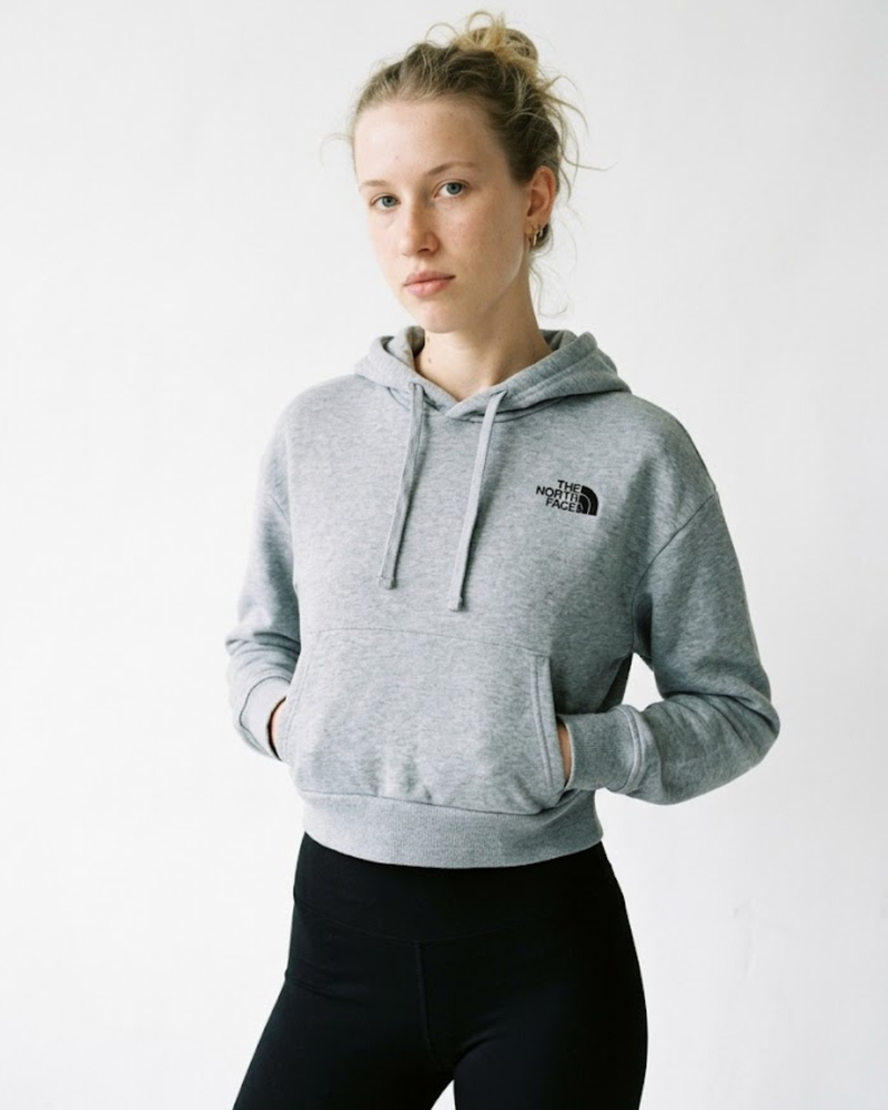 Grey North Face Crop Hoodie Woman